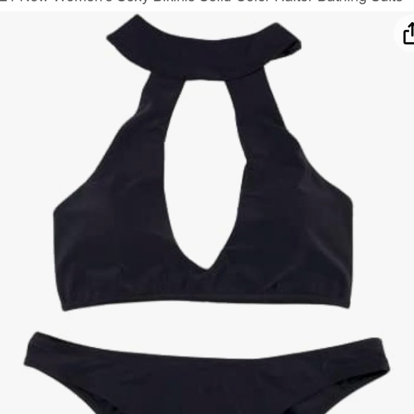 Swim Halter Top, Black, Size Small, Top Only - Picture 3 of 5